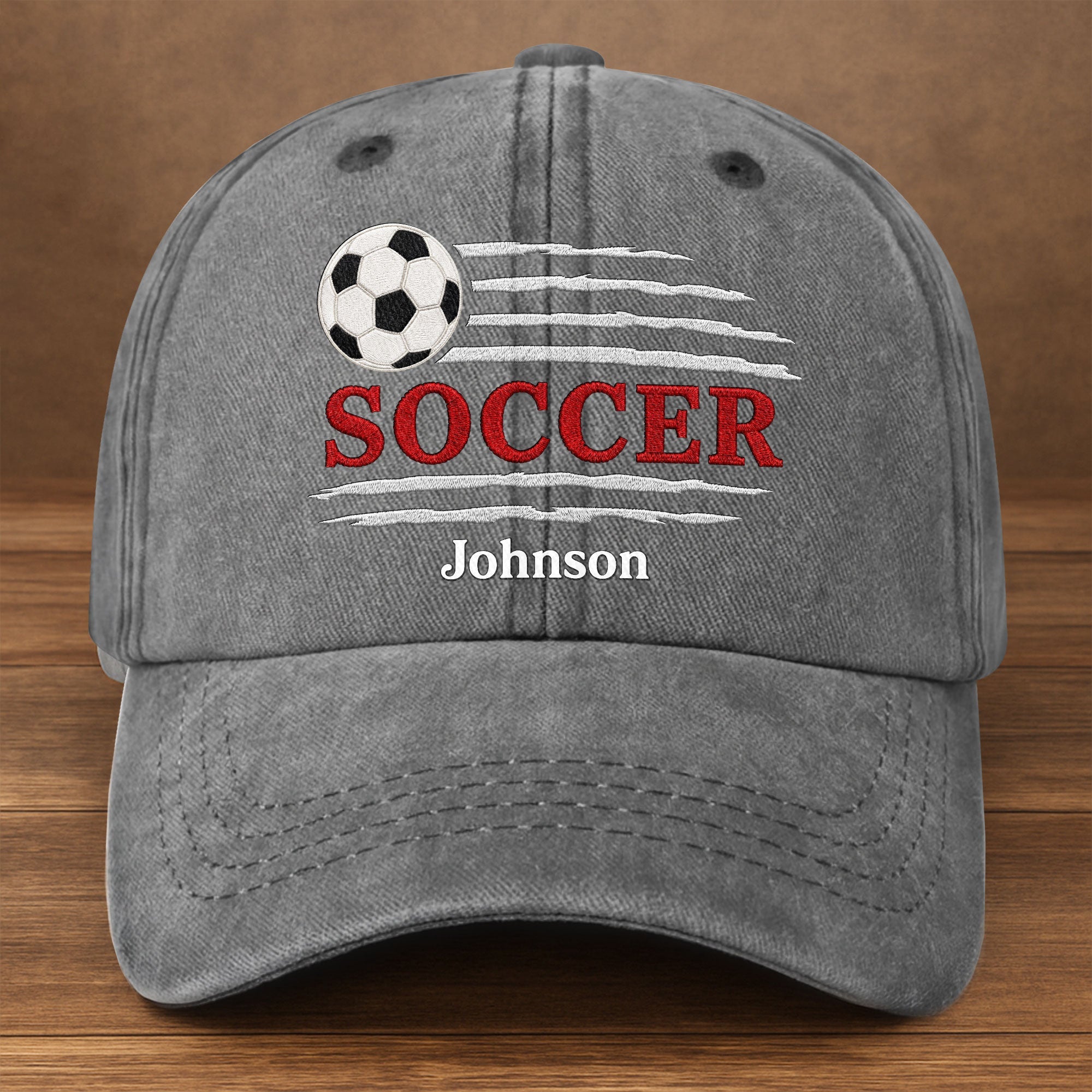 Personalized Washed Denim Cap Custom Name Soccer Gift for Him Washed Denim Cap GradoCreations