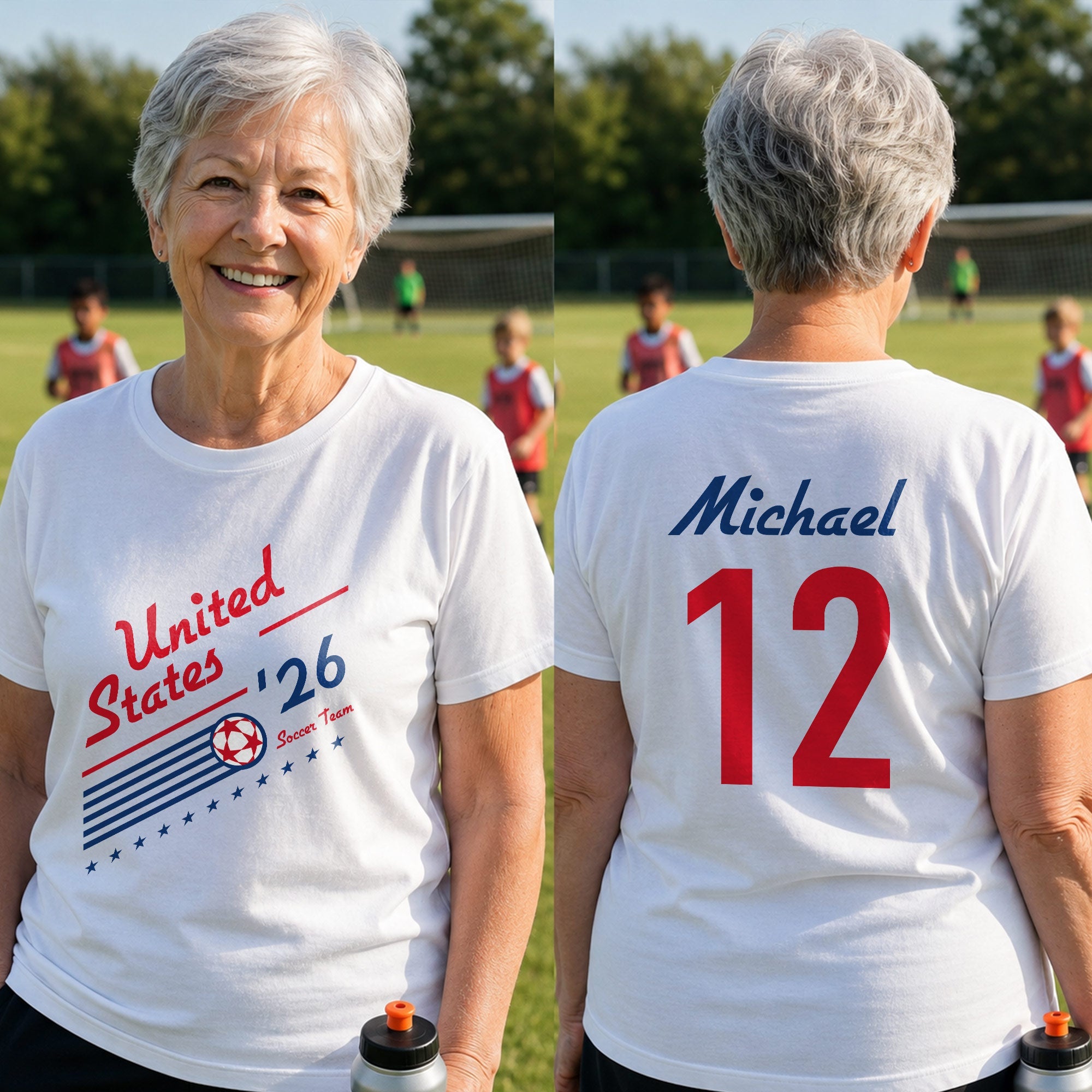 Personalized US Soccer Team T-Shirt Custom Sports Apparel Gift T-Shirt Font and Back GradoCreations