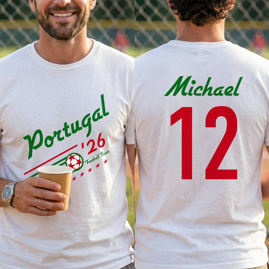 Personalized Portugal Football Team T-Shirt Custom Name Gift T-Shirt Font and Back GradoCreations
