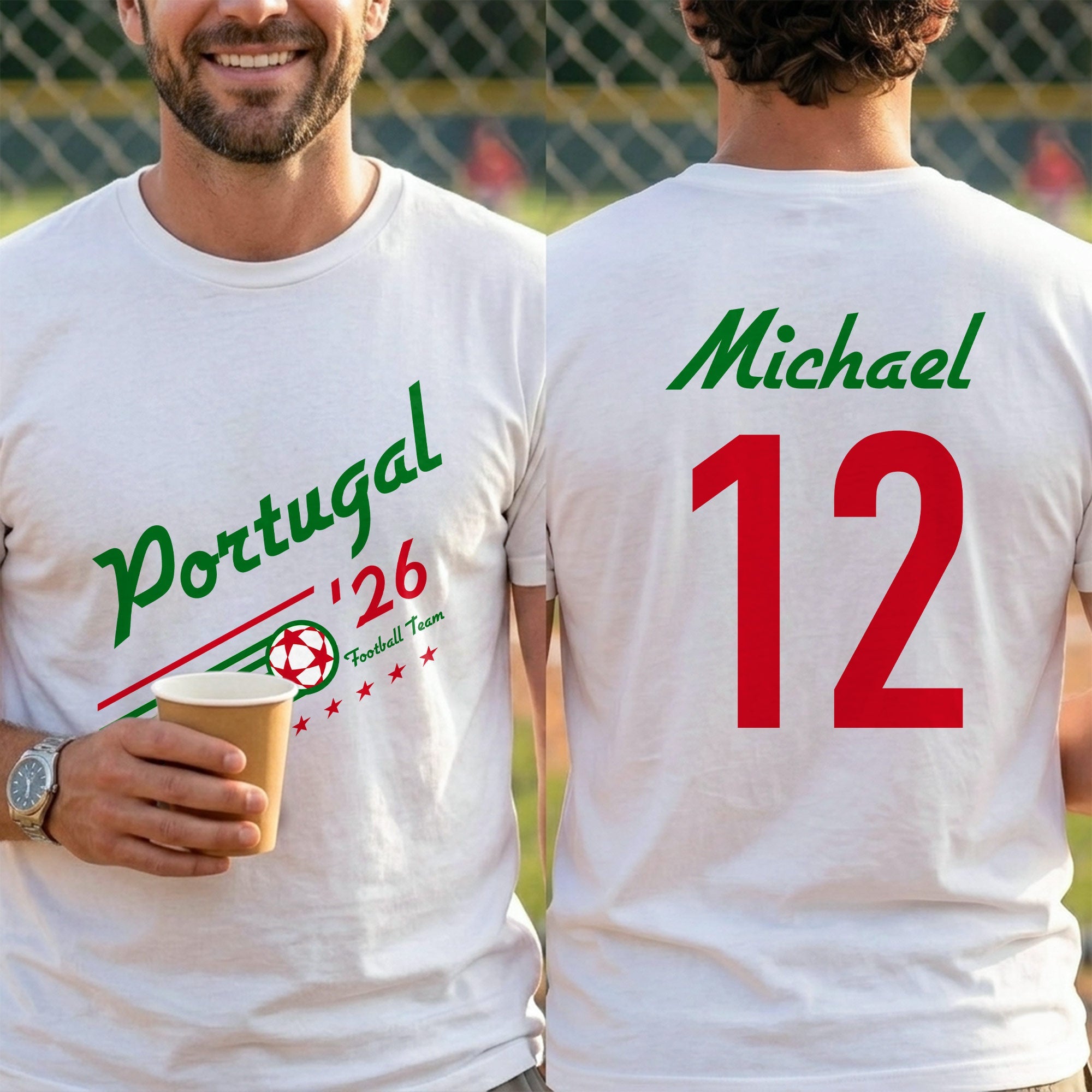 Personalized Portugal Football Team T-Shirt Custom Name Gift T-Shirt Font and Back GradoCreations