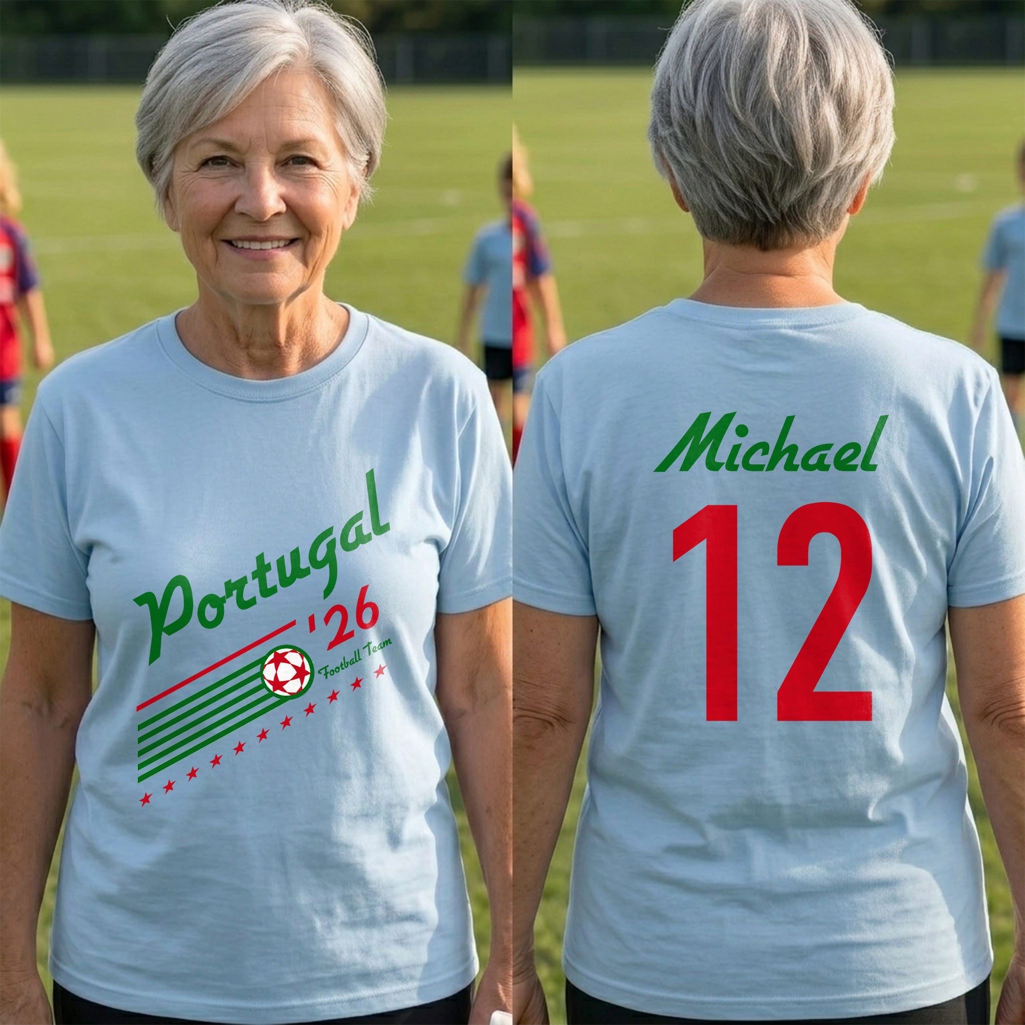 Personalized Portugal Football Team T-Shirt Custom Name Gift T-Shirt Font and Back GradoCreations