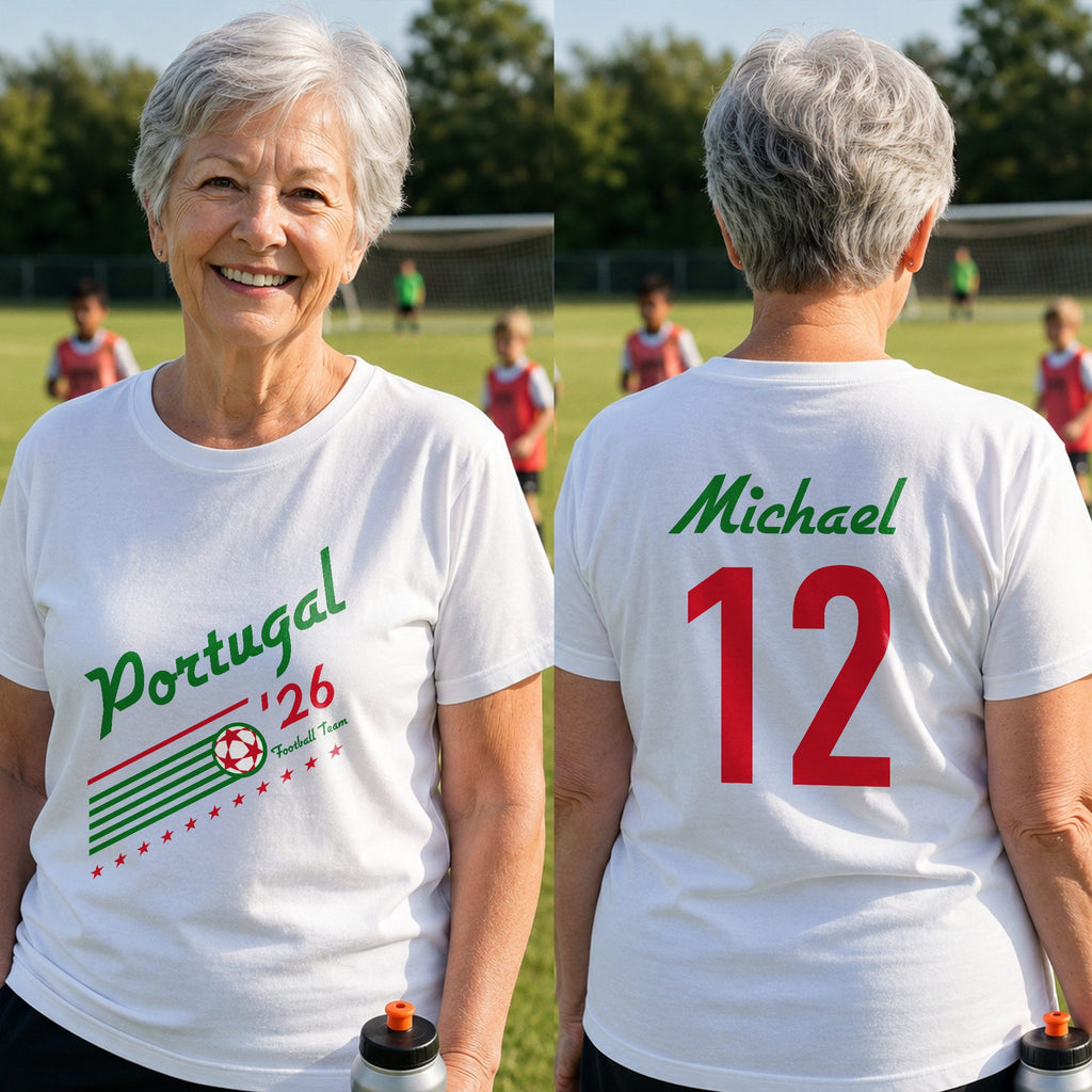 Personalized Portugal Football Team T-Shirt Custom Name Gift T-Shirt Font and Back GradoCreations