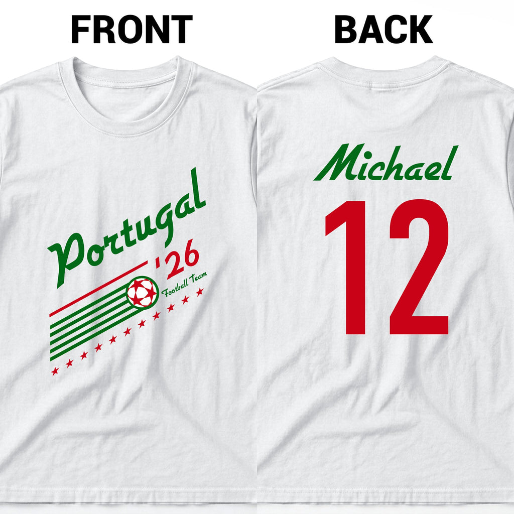 Personalized Portugal Football Team T-Shirt Custom Name Gift T-Shirt Font and Back GradoCreations