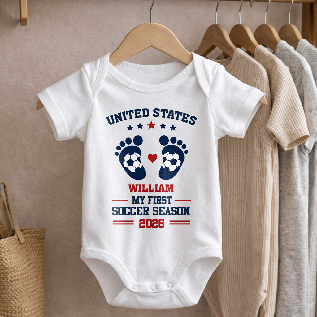 Personalized Baby Onesie Custom Name Soccer Season Gift Baby Onesie GradoCreations