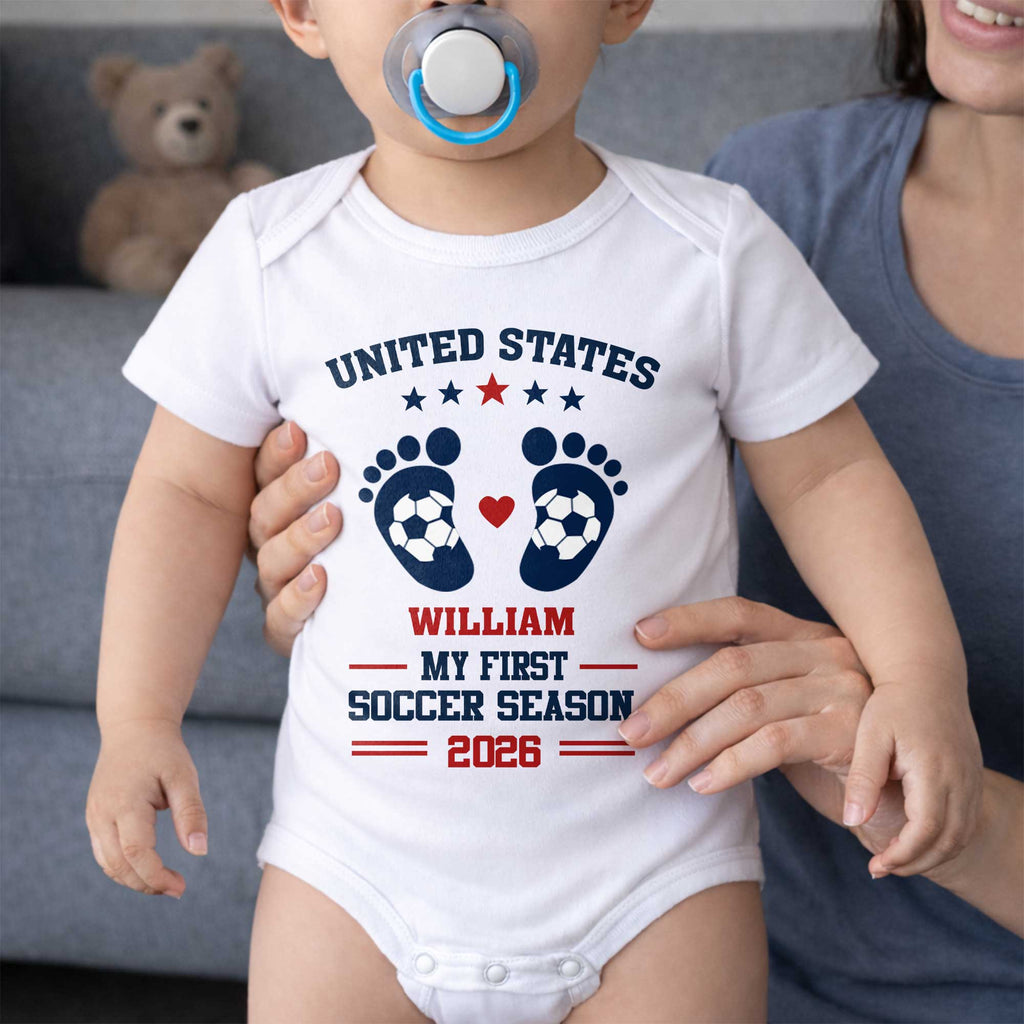 Personalized Baby Onesie Custom Name Soccer Season Gift Baby Onesie GradoCreations