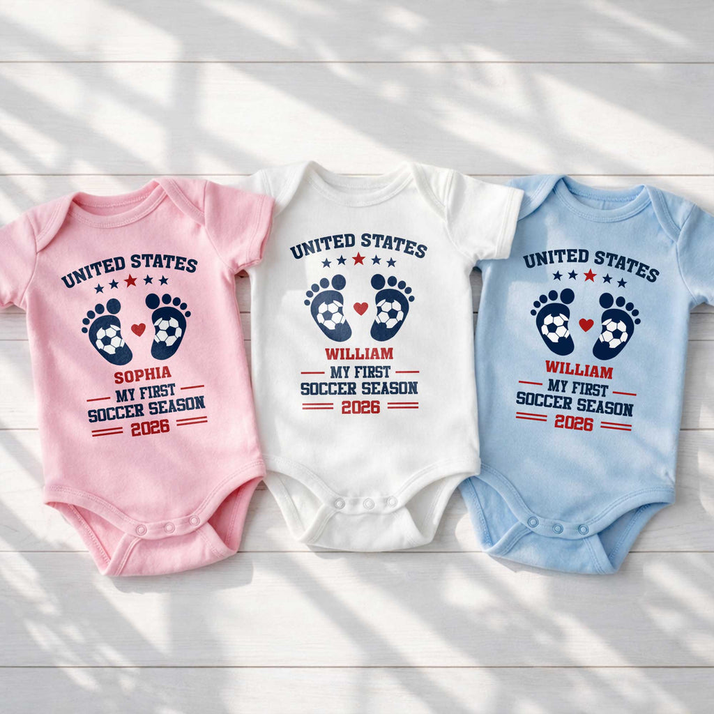 Personalized Baby Onesie Custom Name Soccer Season Gift Baby Onesie GradoCreations