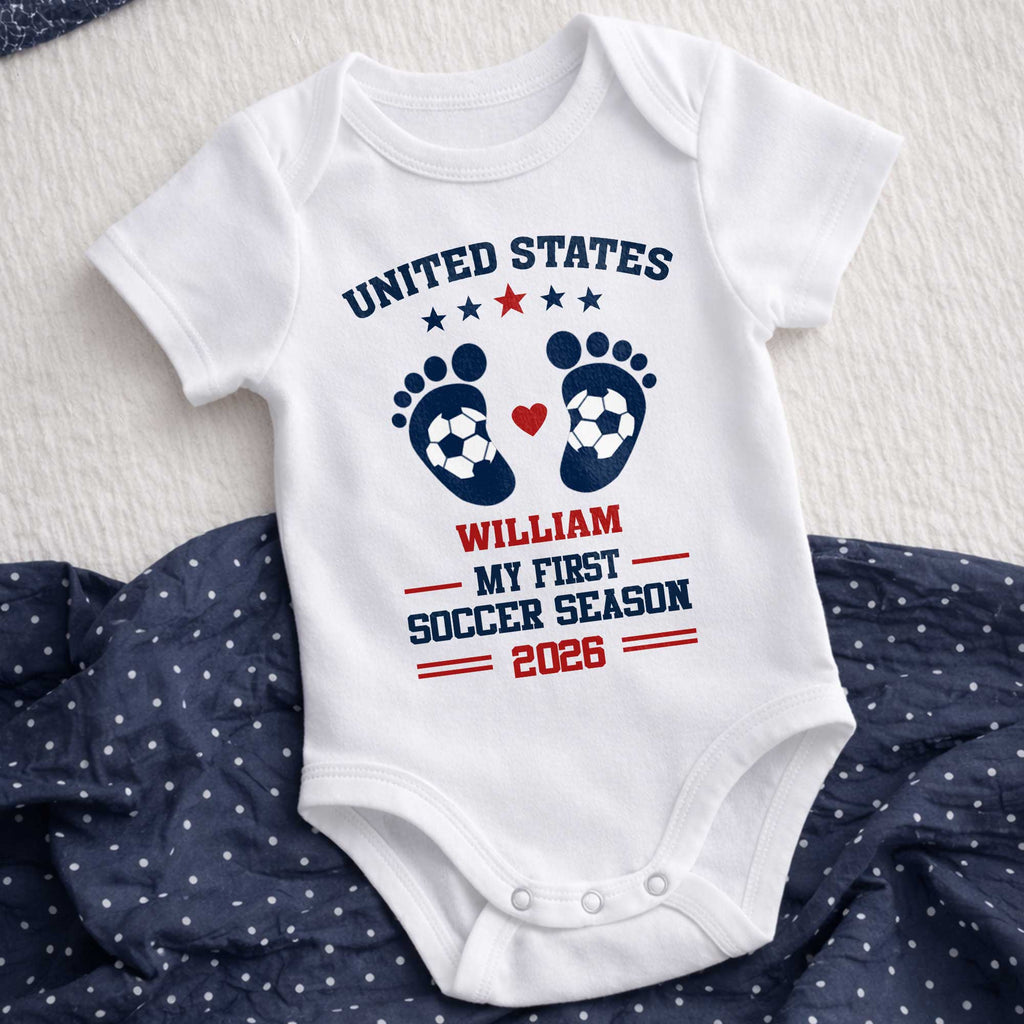 Personalized Baby Onesie Custom Name Soccer Season Gift Baby Onesie GradoCreations