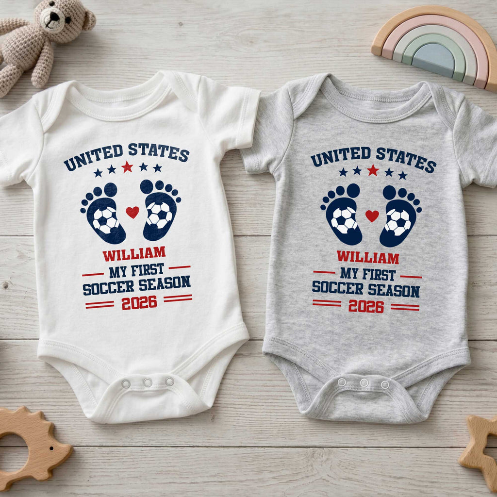Personalized Baby Onesie Custom Name Soccer Season Gift Baby Onesie GradoCreations