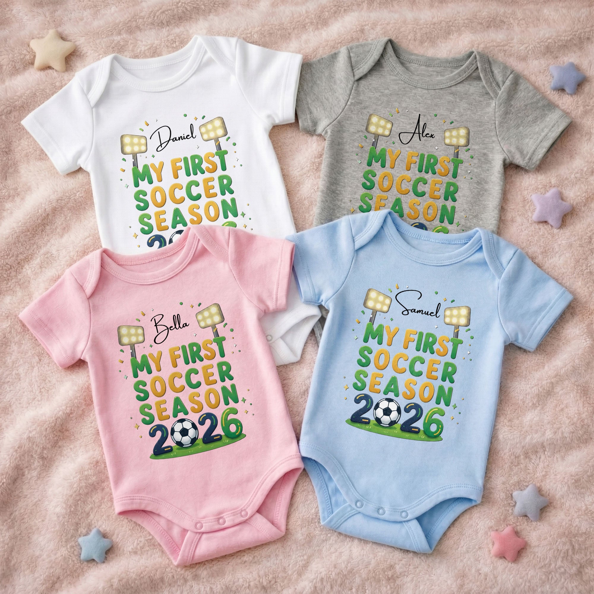 Personalized Baby Onesie Custom Name First Soccer Season Gift Baby Onesie GradoCreations