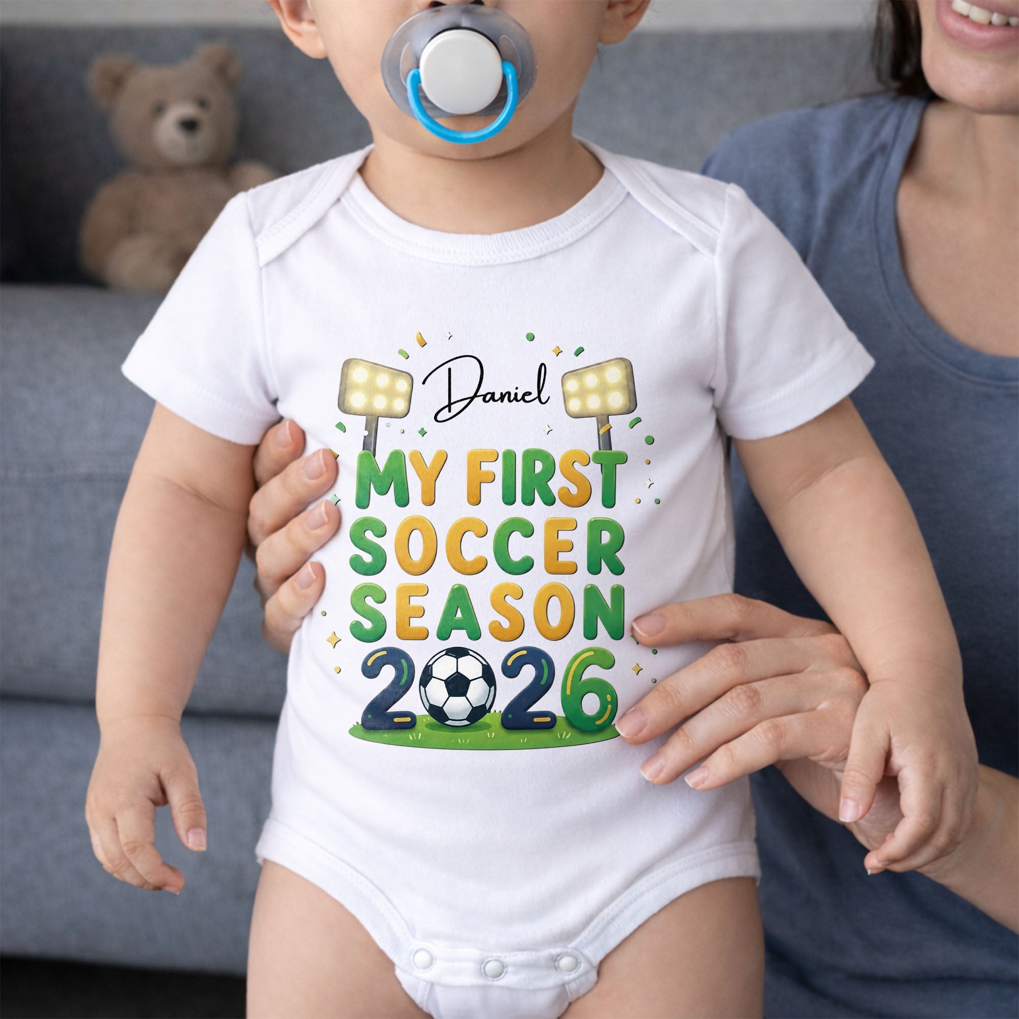 Personalized Baby Onesie Custom Name First Soccer Season Gift Baby Onesie GradoCreations