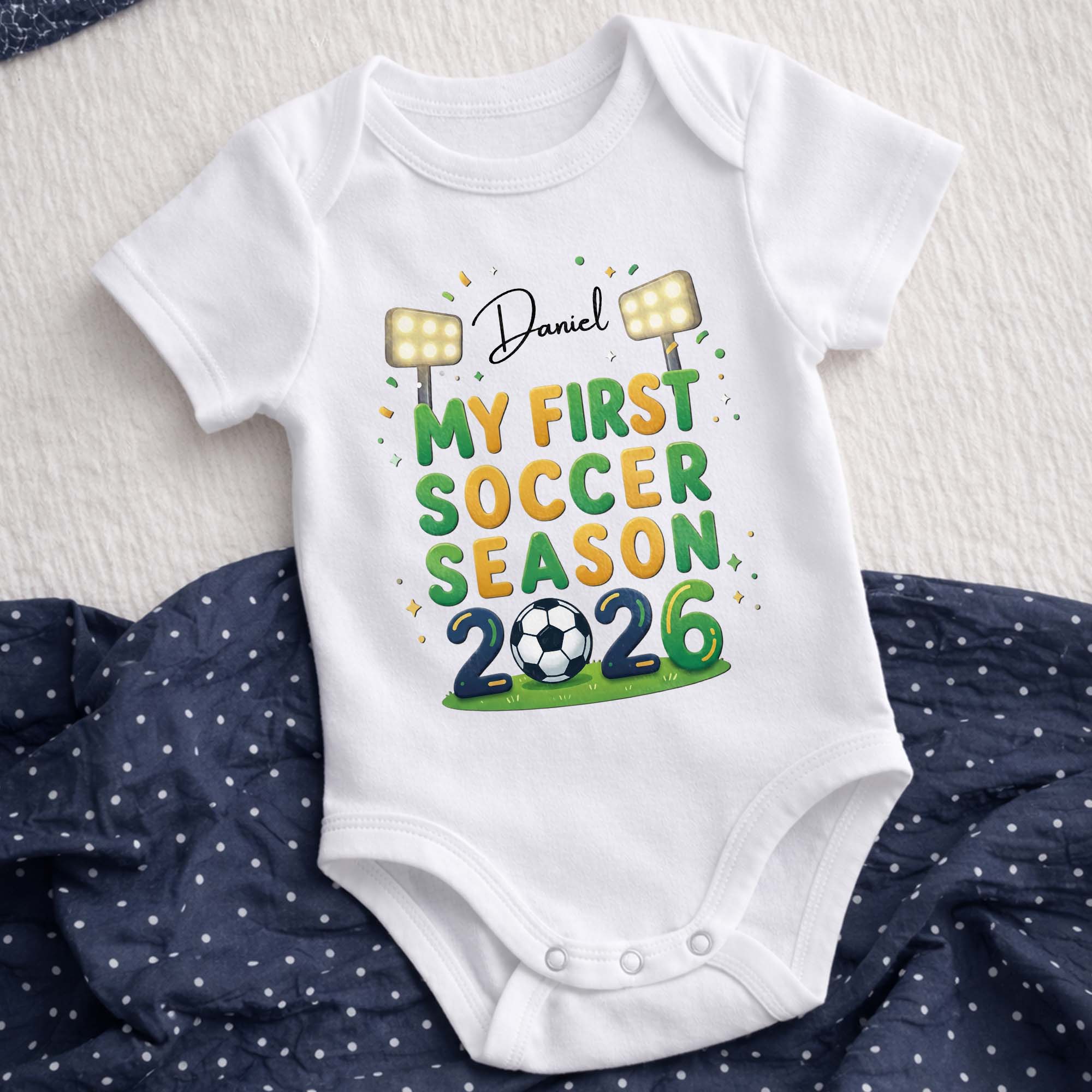 Personalized Baby Onesie Custom Name First Soccer Season Gift Baby Onesie GradoCreations