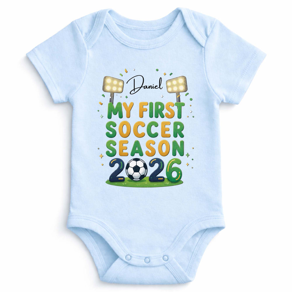 Personalized Baby Onesie Custom Name First Soccer Season Gift Baby Onesie GradoCreations