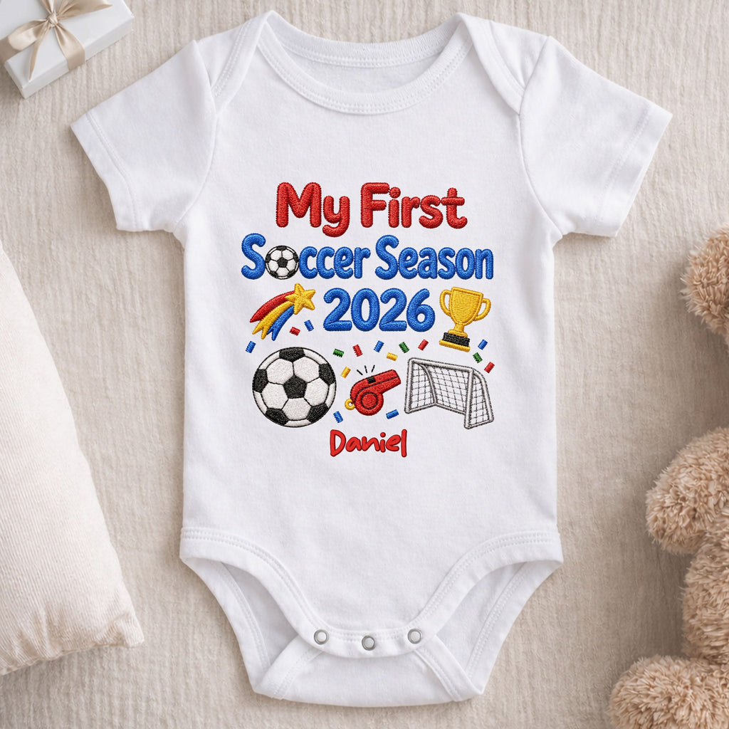 Personalized Custom Baby Onesie First Soccer Season Gift Baby Onesie GradoCreations