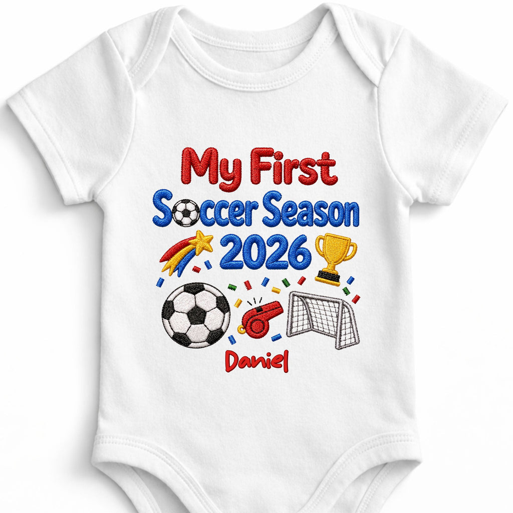 Personalized Custom Baby Onesie First Soccer Season Gift Baby Onesie GradoCreations
