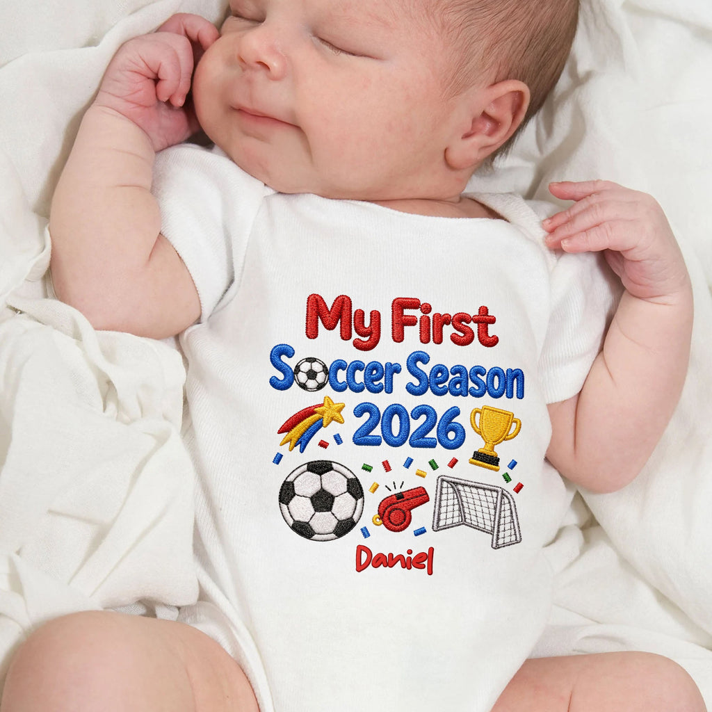 Personalized Custom Baby Onesie First Soccer Season Gift Baby Onesie GradoCreations