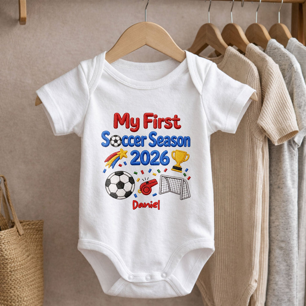 Personalized Custom Baby Onesie First Soccer Season Gift Baby Onesie GradoCreations