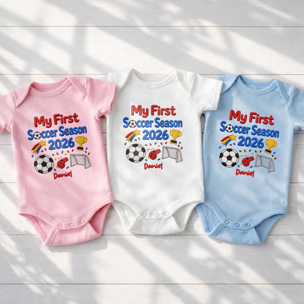 Personalized Custom Baby Onesie First Soccer Season Gift Baby Onesie GradoCreations