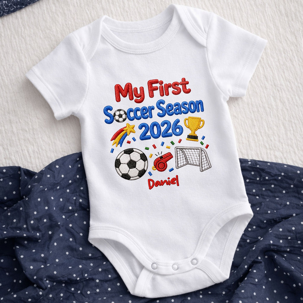 Personalized Custom Baby Onesie First Soccer Season Gift Baby Onesie GradoCreations