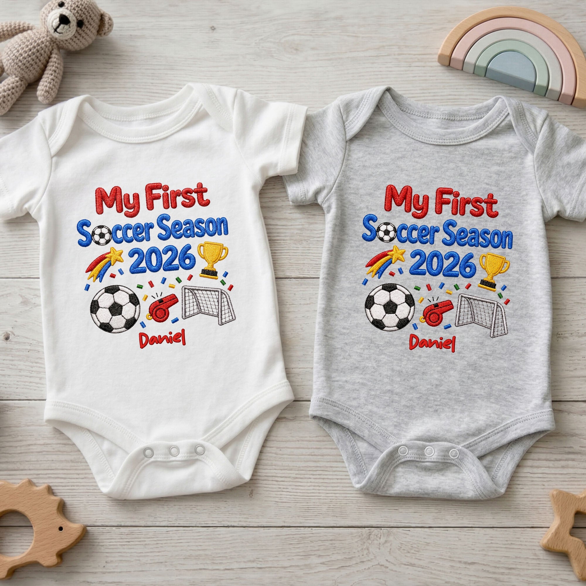 Personalized Custom Baby Onesie First Soccer Season Gift Baby Onesie GradoCreations