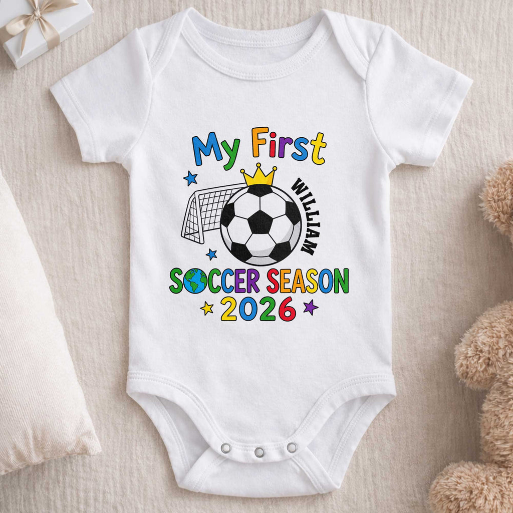Personalized Baby Onesie Custom Name Soccer Season Gift Baby Onesie GradoCreations