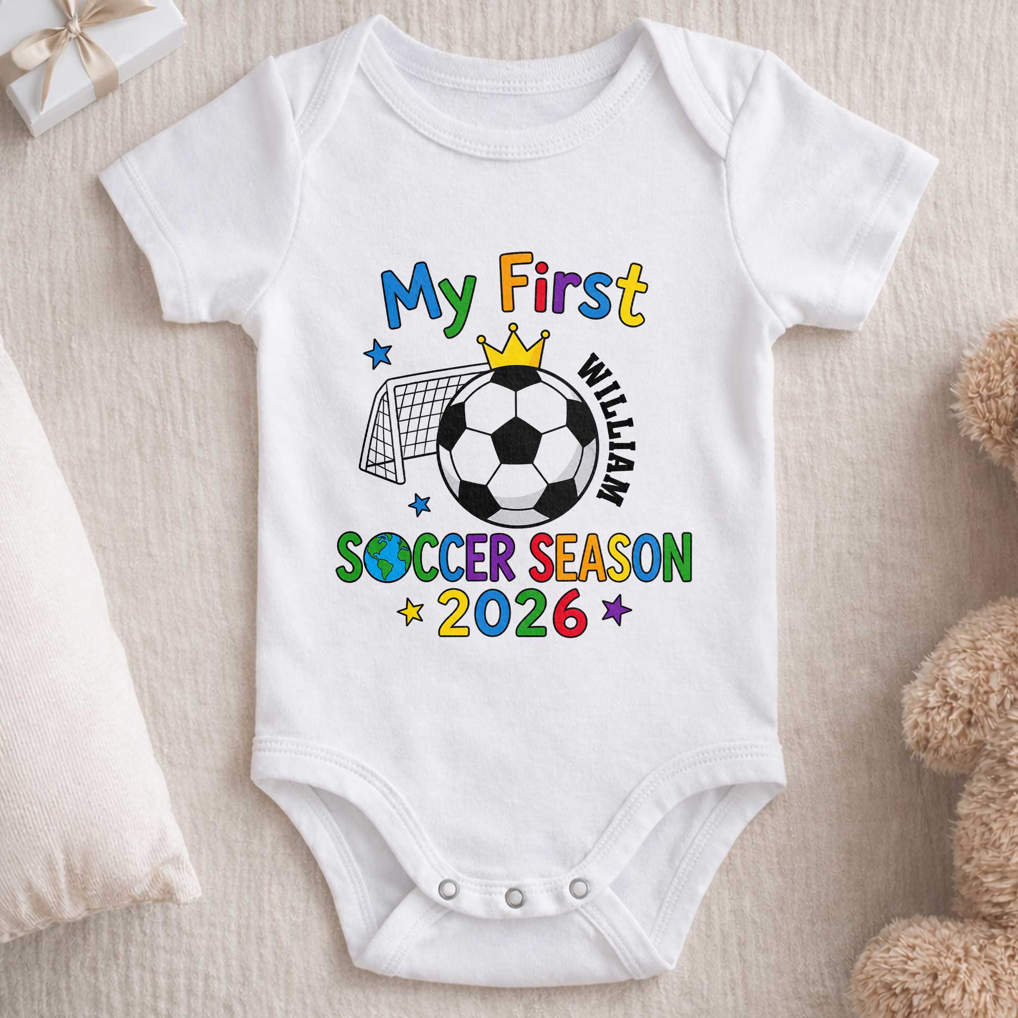 Personalized Baby Onesie Custom Name Soccer Season Gift Baby Onesie GradoCreations