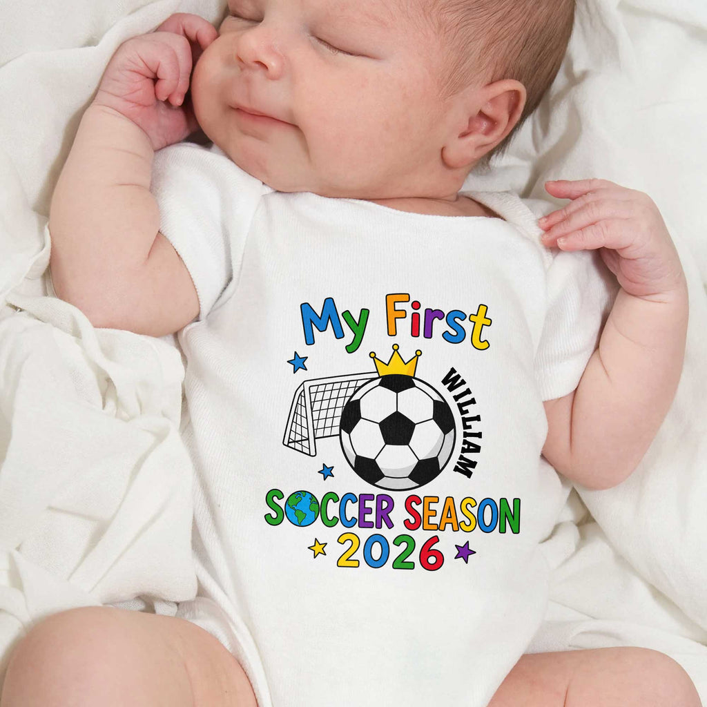 Personalized Baby Onesie Custom Name Soccer Season Gift Baby Onesie GradoCreations