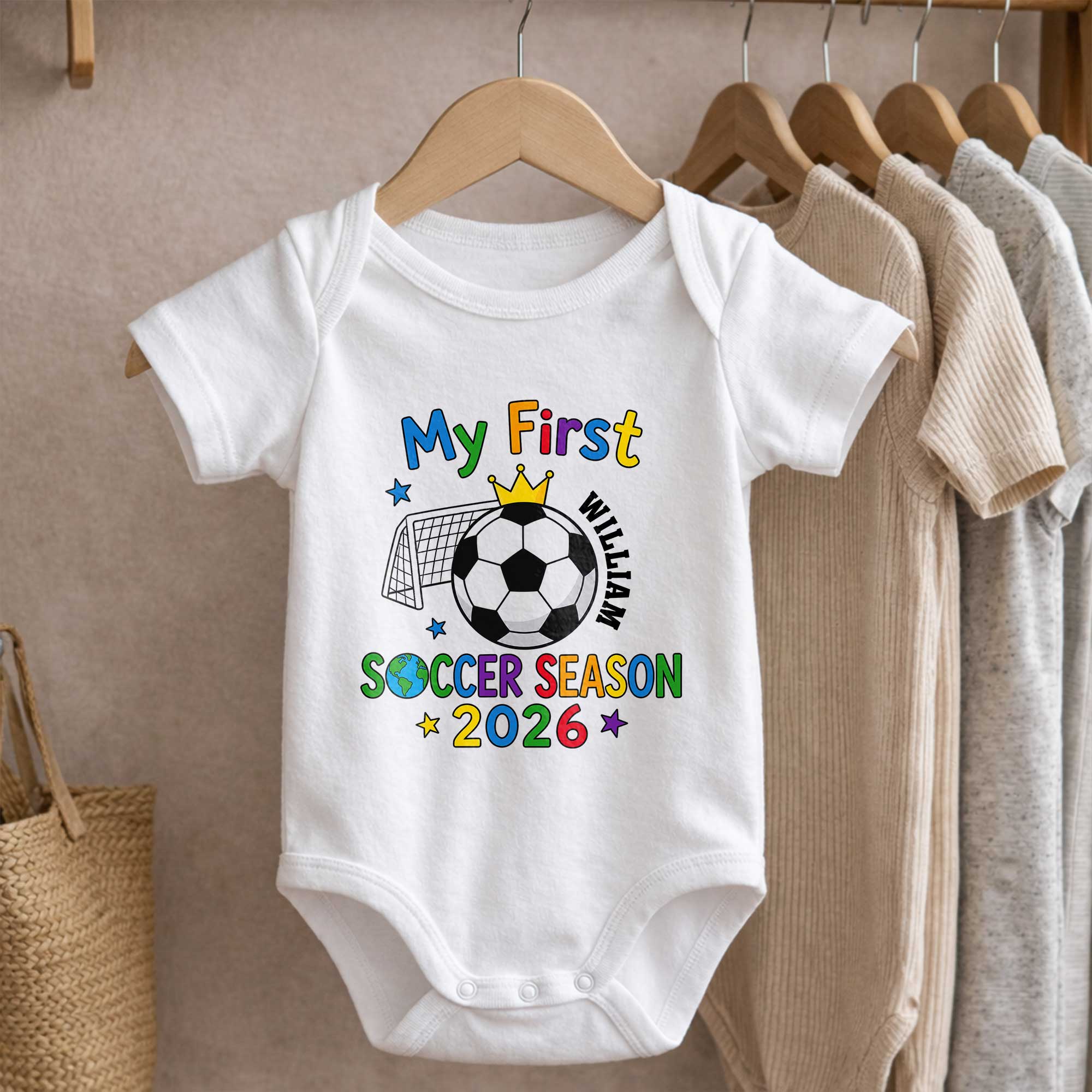 Personalized Baby Onesie Custom Name Soccer Season Gift Baby Onesie GradoCreations