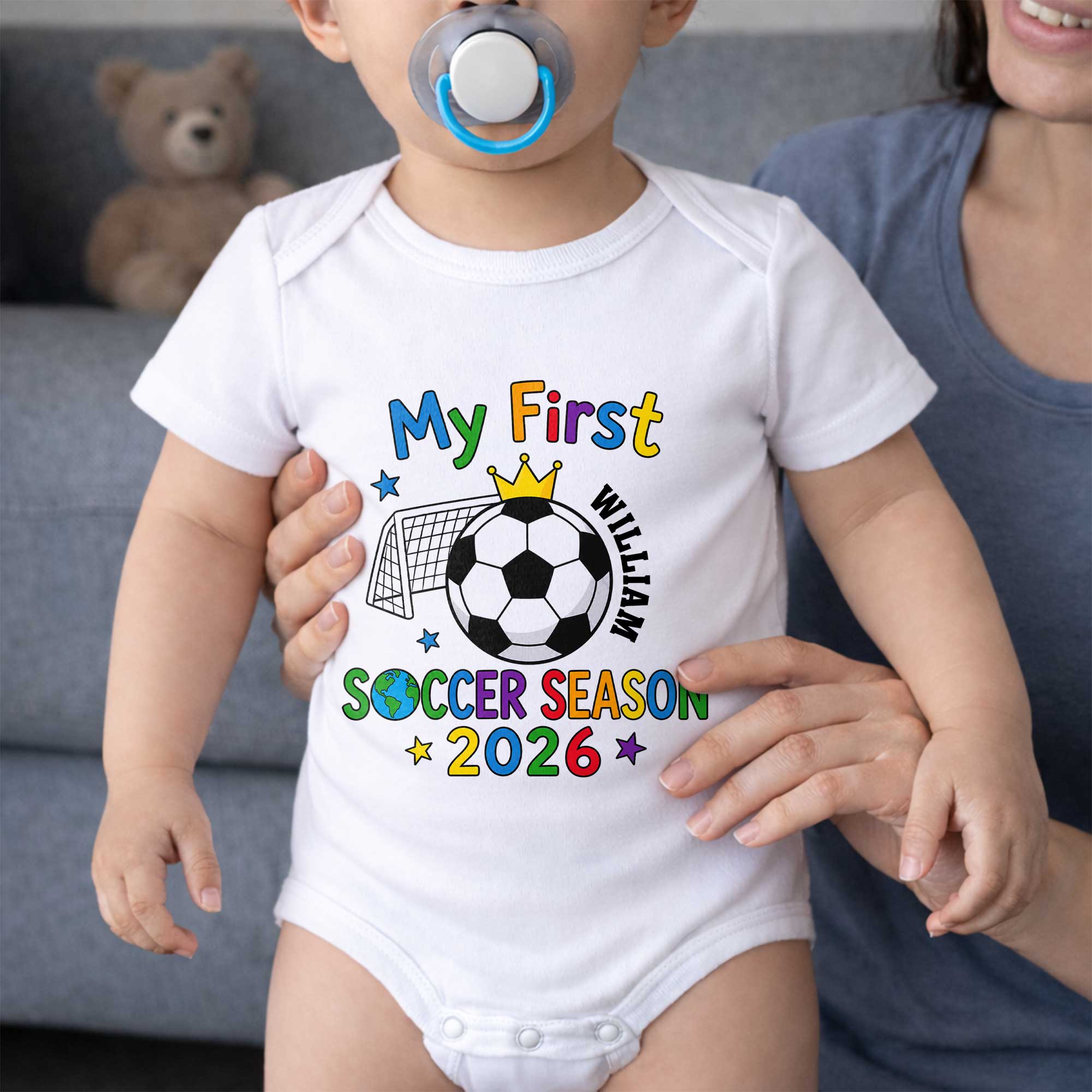 Personalized Baby Onesie Custom Name Soccer Season Gift Baby Onesie GradoCreations