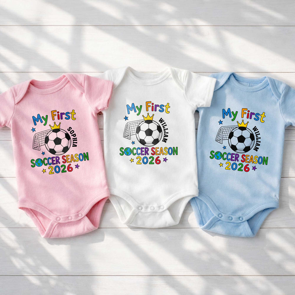 Personalized Baby Onesie Custom Name Soccer Season Gift Baby Onesie GradoCreations