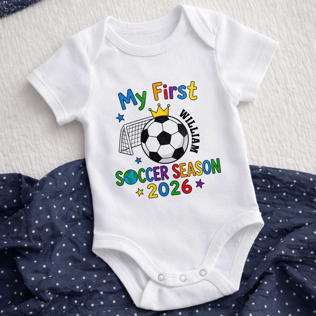 Personalized Baby Onesie Custom Name Soccer Season Gift Baby Onesie GradoCreations