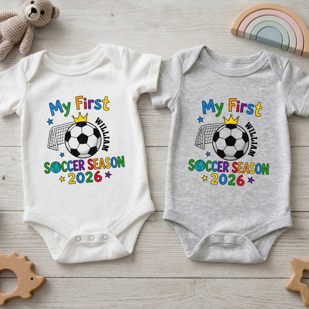 Personalized Baby Onesie Custom Name Soccer Season Gift Baby Onesie GradoCreations