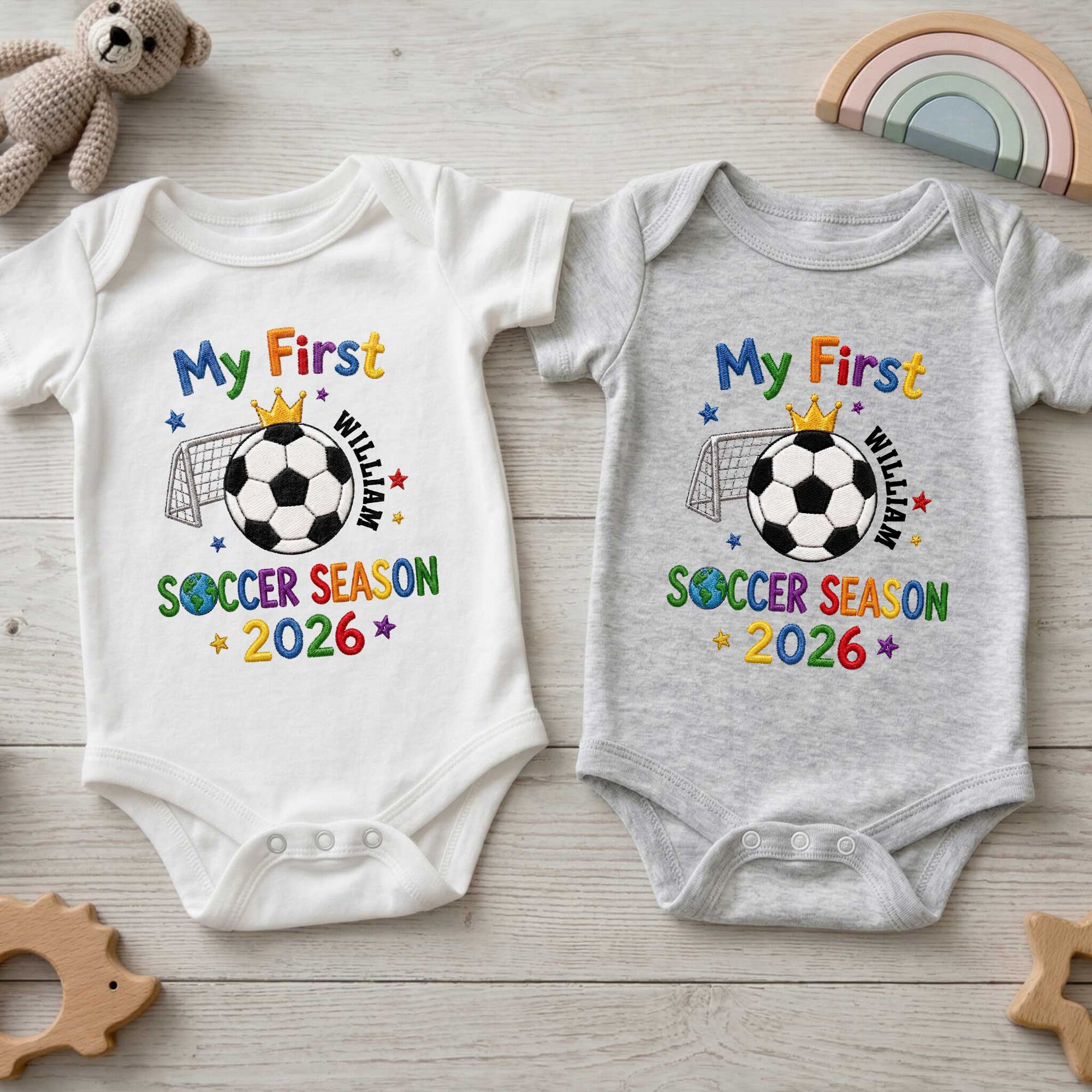 Personalized Baby Onesie Custom Name for Little Athletes Soccer Gift Baby Onesie GradoCreations