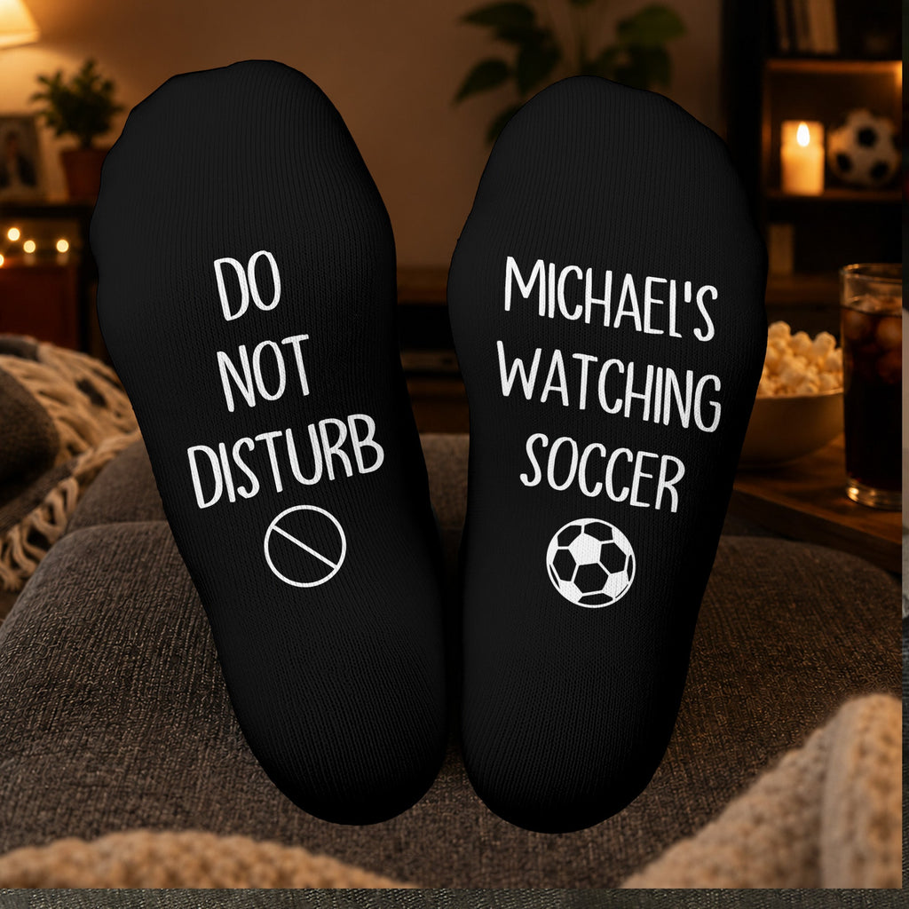 Personalized Do Not Disturb Soccer Ball Graphic Crew Socks Gift Crew Socks GradoCreations