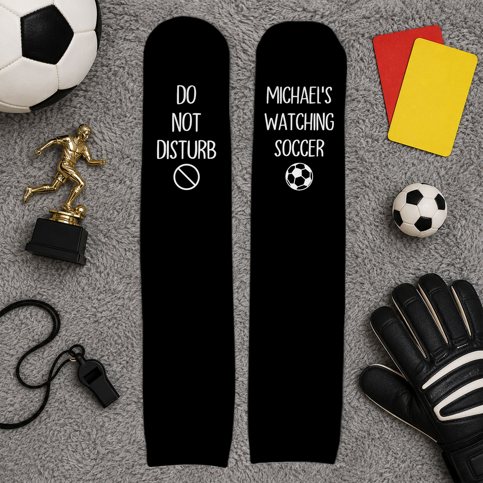 Personalized Do Not Disturb Soccer Ball Graphic Crew Socks Gift Crew Socks GradoCreations