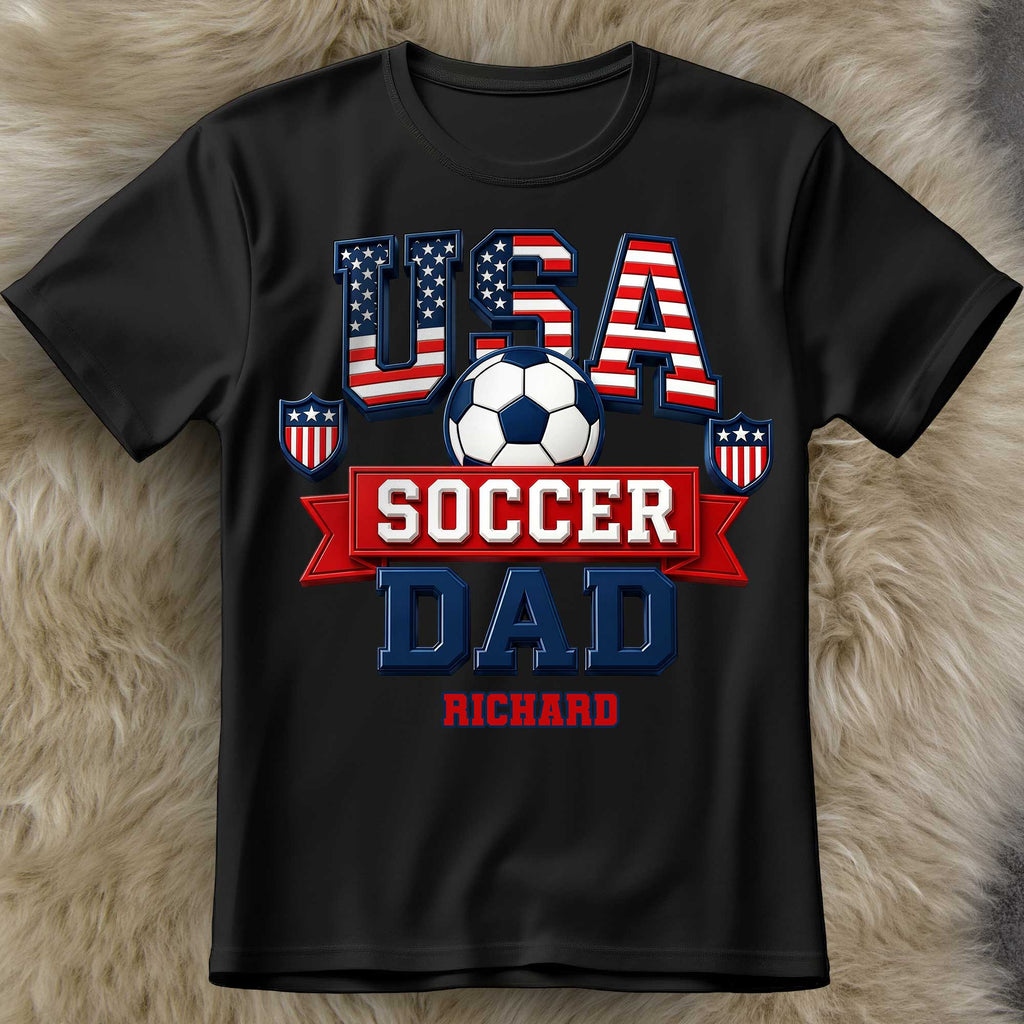Personalized USA Soccer Dad T-shirt Hoodie with American Flag Shirt GradoCreations
