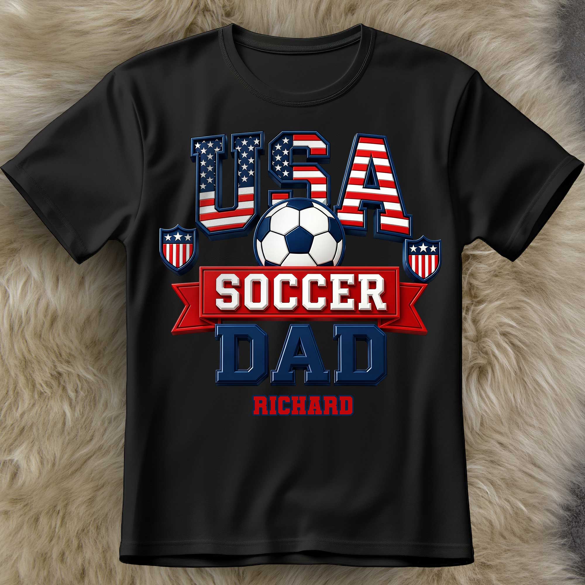 Personalized USA Soccer Dad T-shirt Hoodie with American Flag Shirt GradoCreations