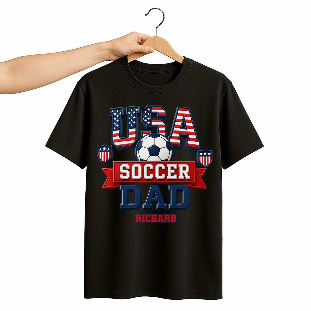 Personalized USA Soccer Dad T-shirt Hoodie with American Flag Shirt GradoCreations