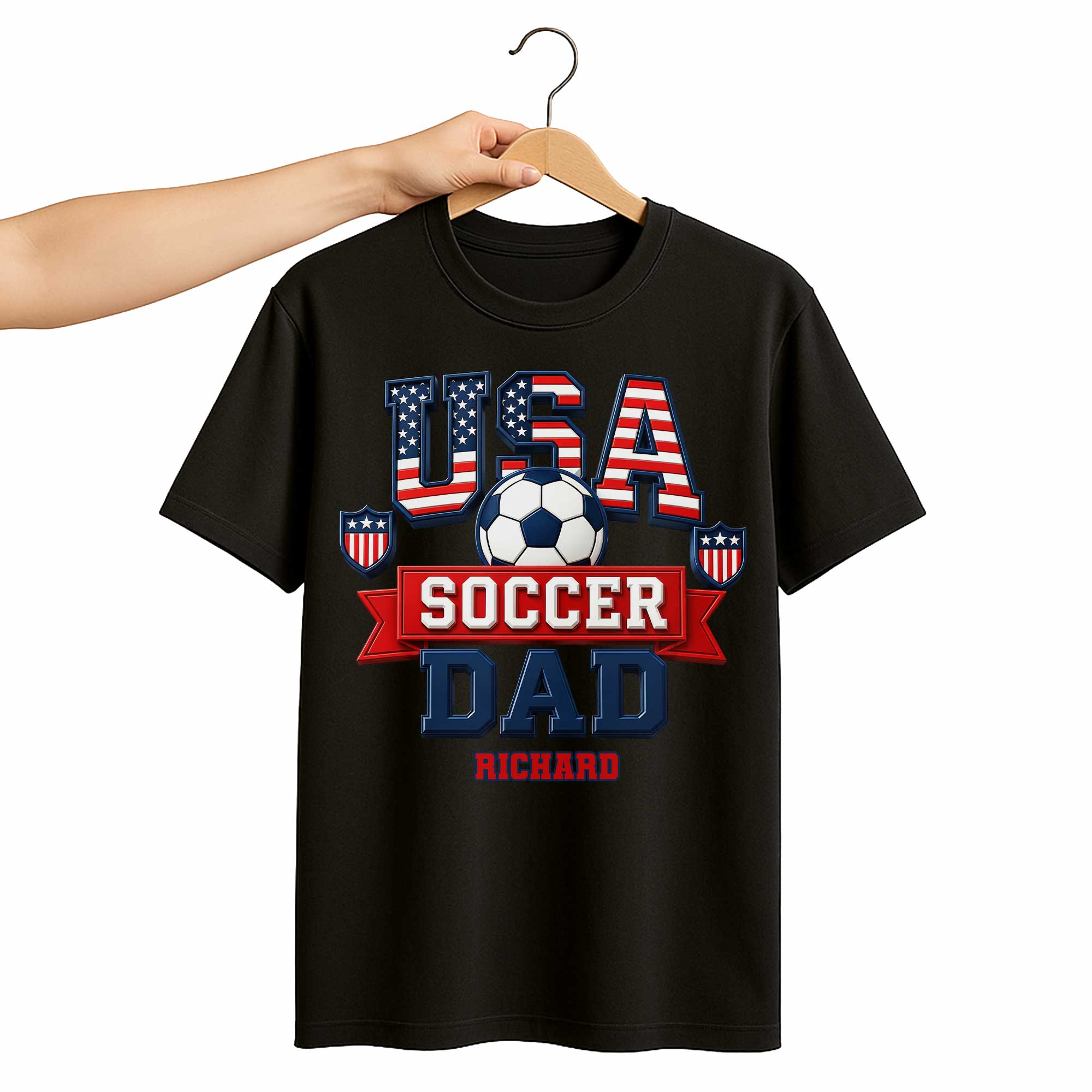 Personalized USA Soccer Dad T-shirt Hoodie with American Flag Shirt GradoCreations