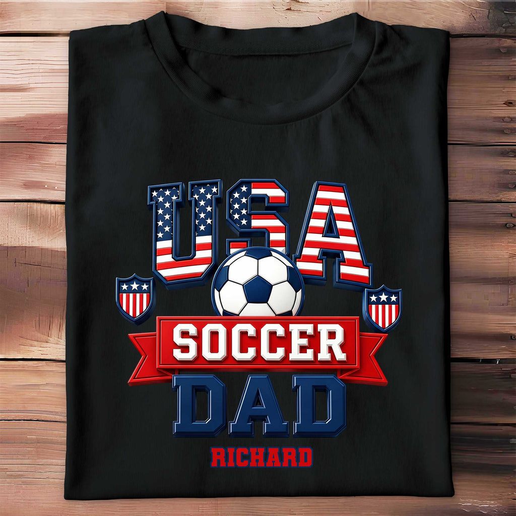 Personalized USA Soccer Dad T-shirt Hoodie with American Flag Shirt GradoCreations