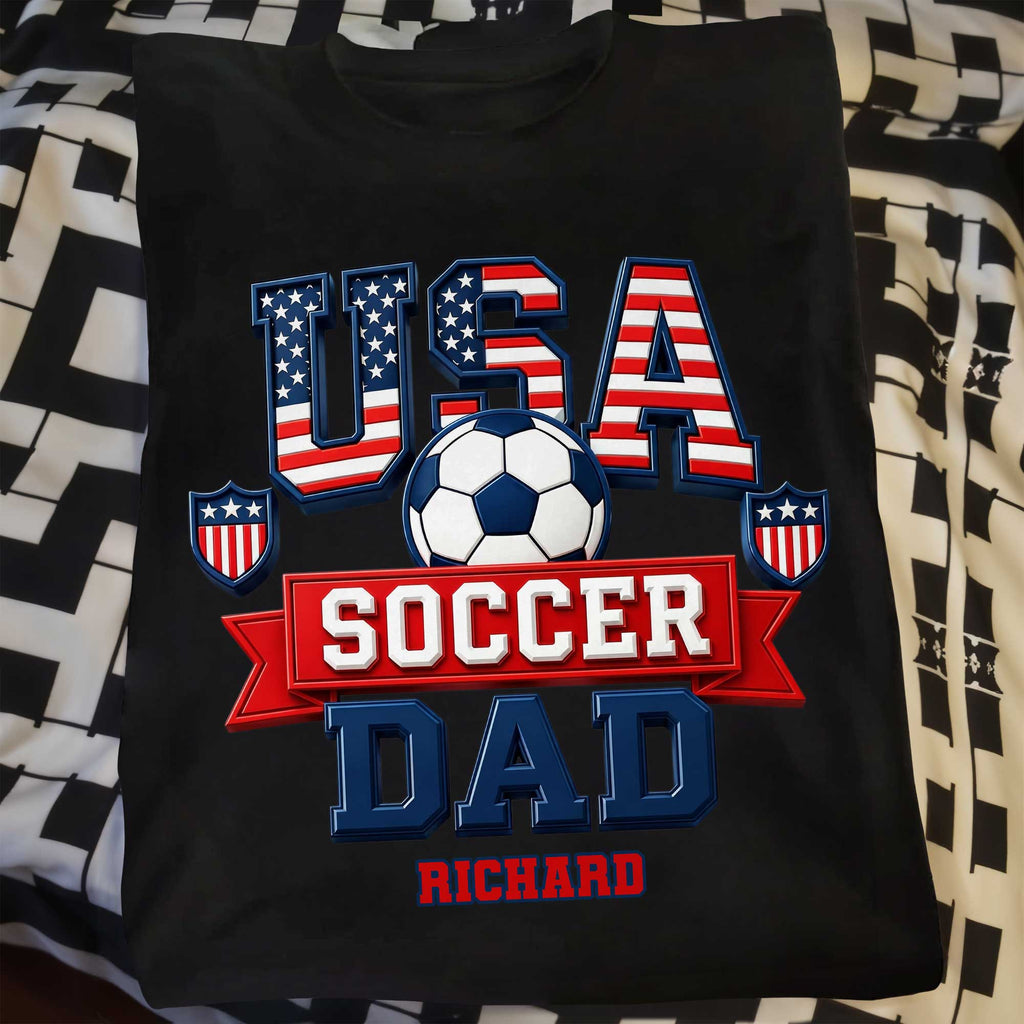 Personalized USA Soccer Dad T-shirt Hoodie with American Flag Shirt GradoCreations