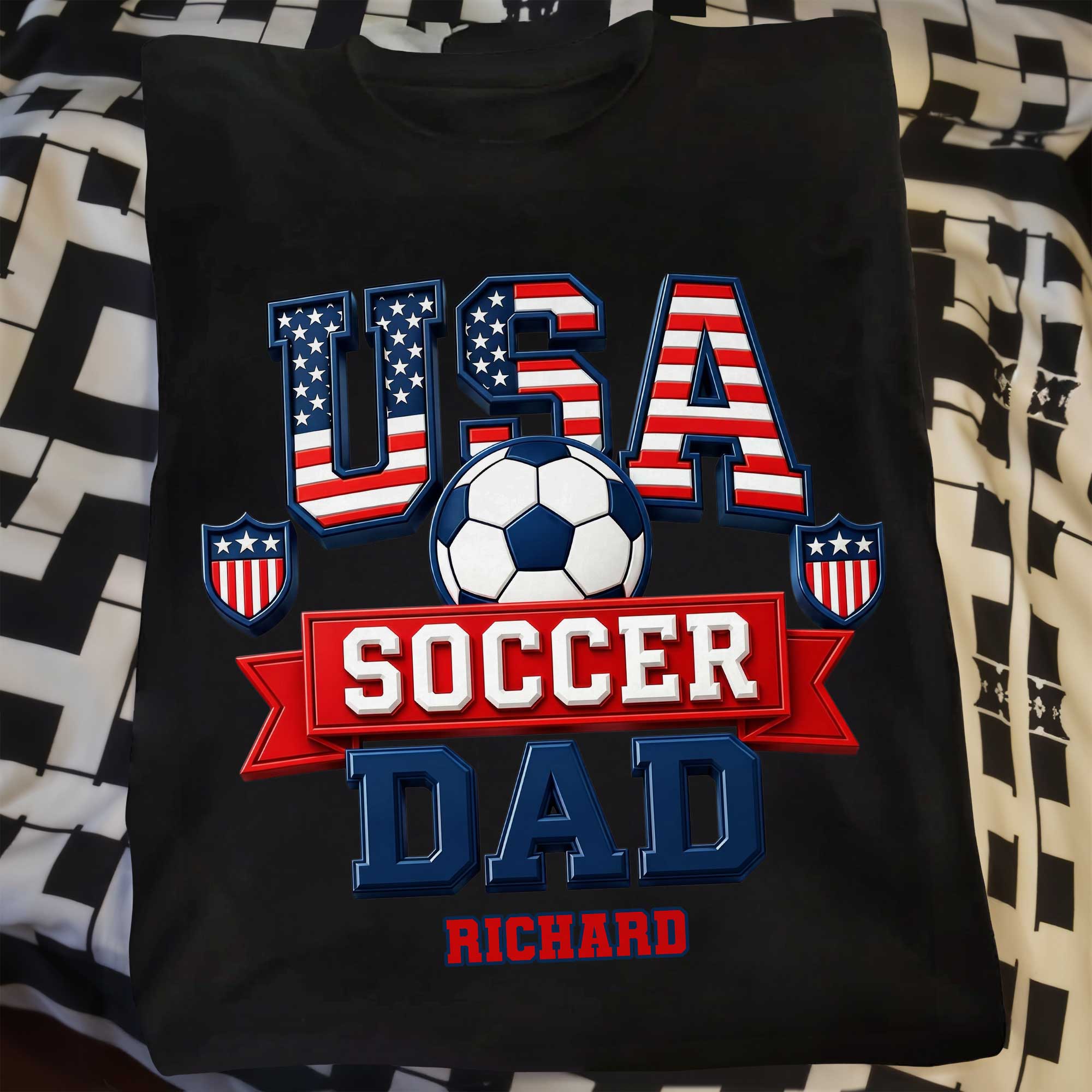 Personalized USA Soccer Dad T-shirt Hoodie with American Flag Shirt GradoCreations