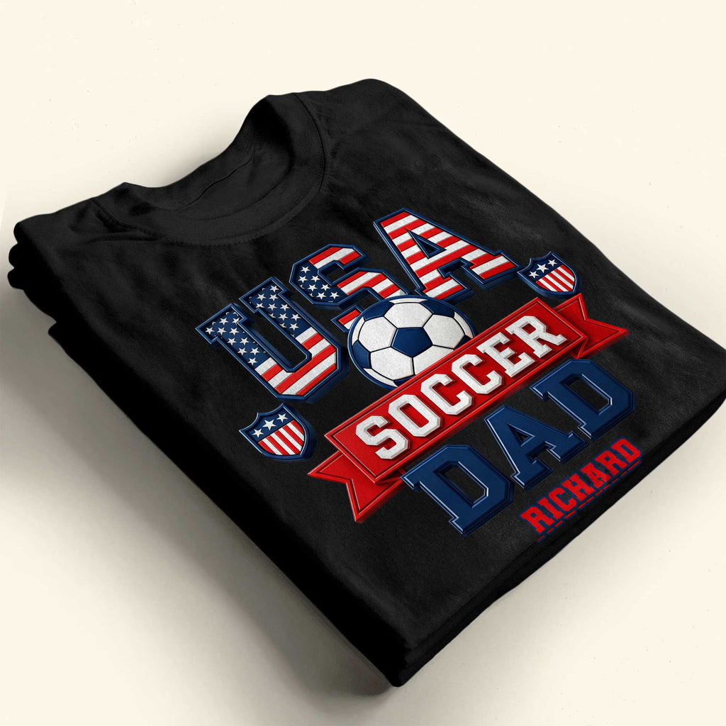 Personalized USA Soccer Dad T-shirt Hoodie with American Flag Shirt GradoCreations