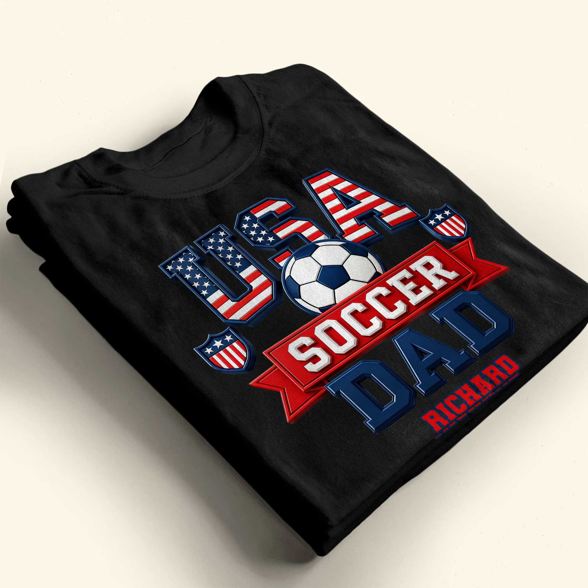 Personalized USA Soccer Dad T-shirt Hoodie with American Flag Shirt GradoCreations