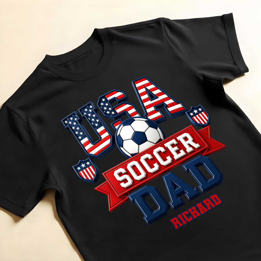 Personalized USA Soccer Dad T-shirt Hoodie with American Flag Shirt GradoCreations