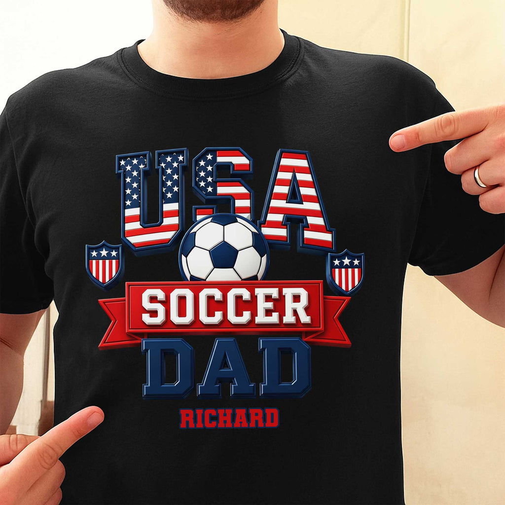 Personalized USA Soccer Dad T-shirt Hoodie with American Flag Shirt GradoCreations