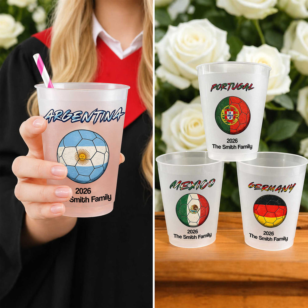 Personalized Frosted Soccer Cups Custom Name Gift for Family Frosted Cups GradoCreations