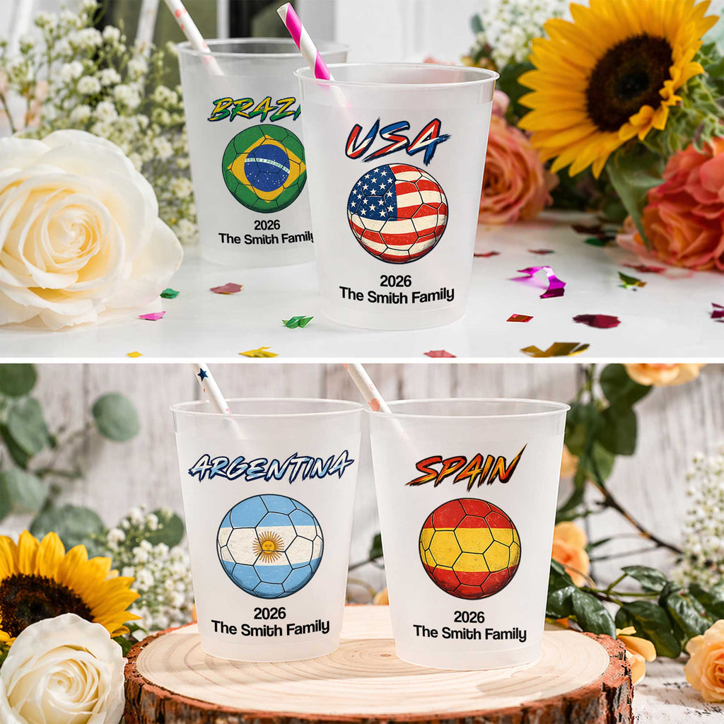 Personalized Frosted Soccer Cups Custom Name Gift for Family Frosted Cups GradoCreations
