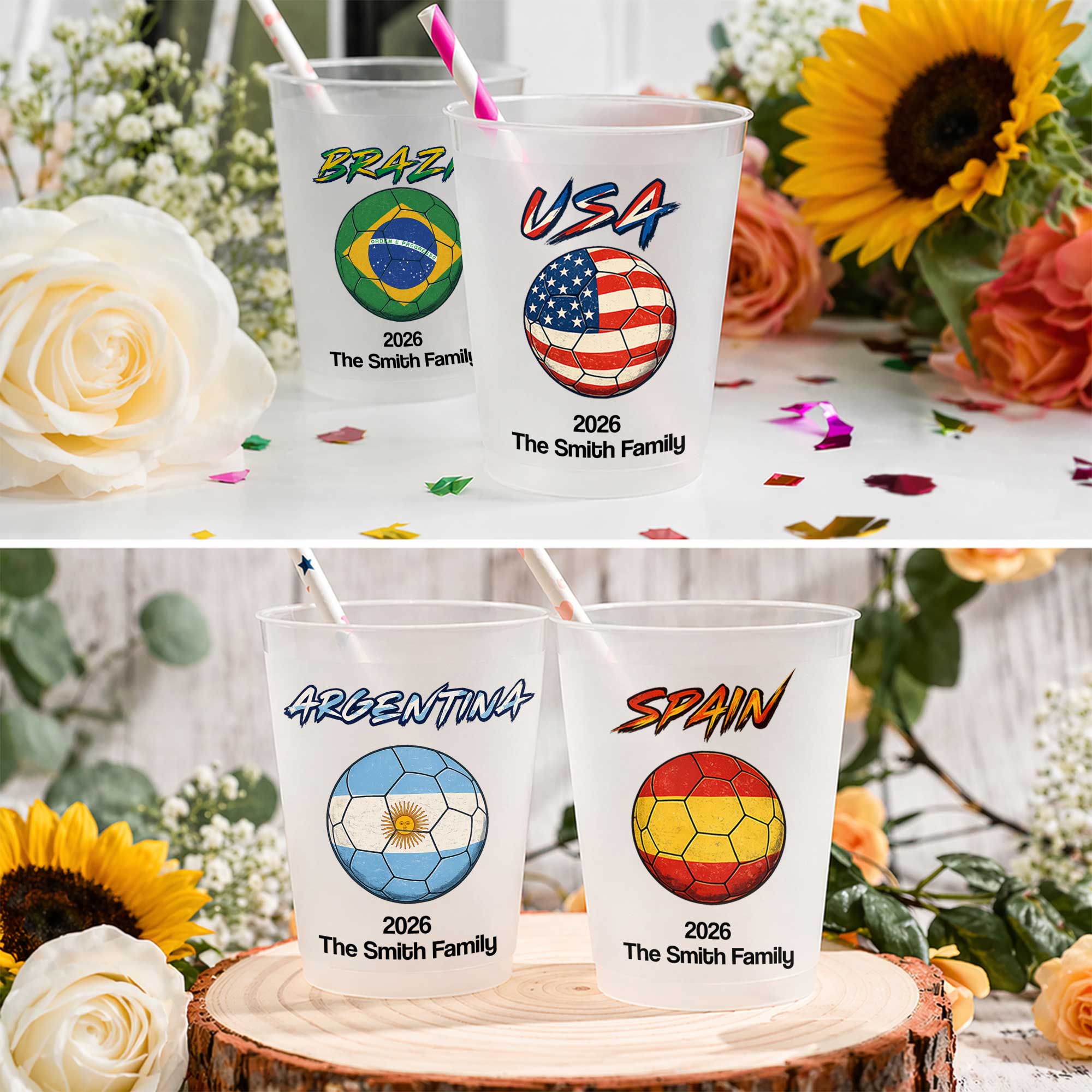 Personalized Frosted Soccer Cups Custom Name Gift for Family Frosted Cups GradoCreations