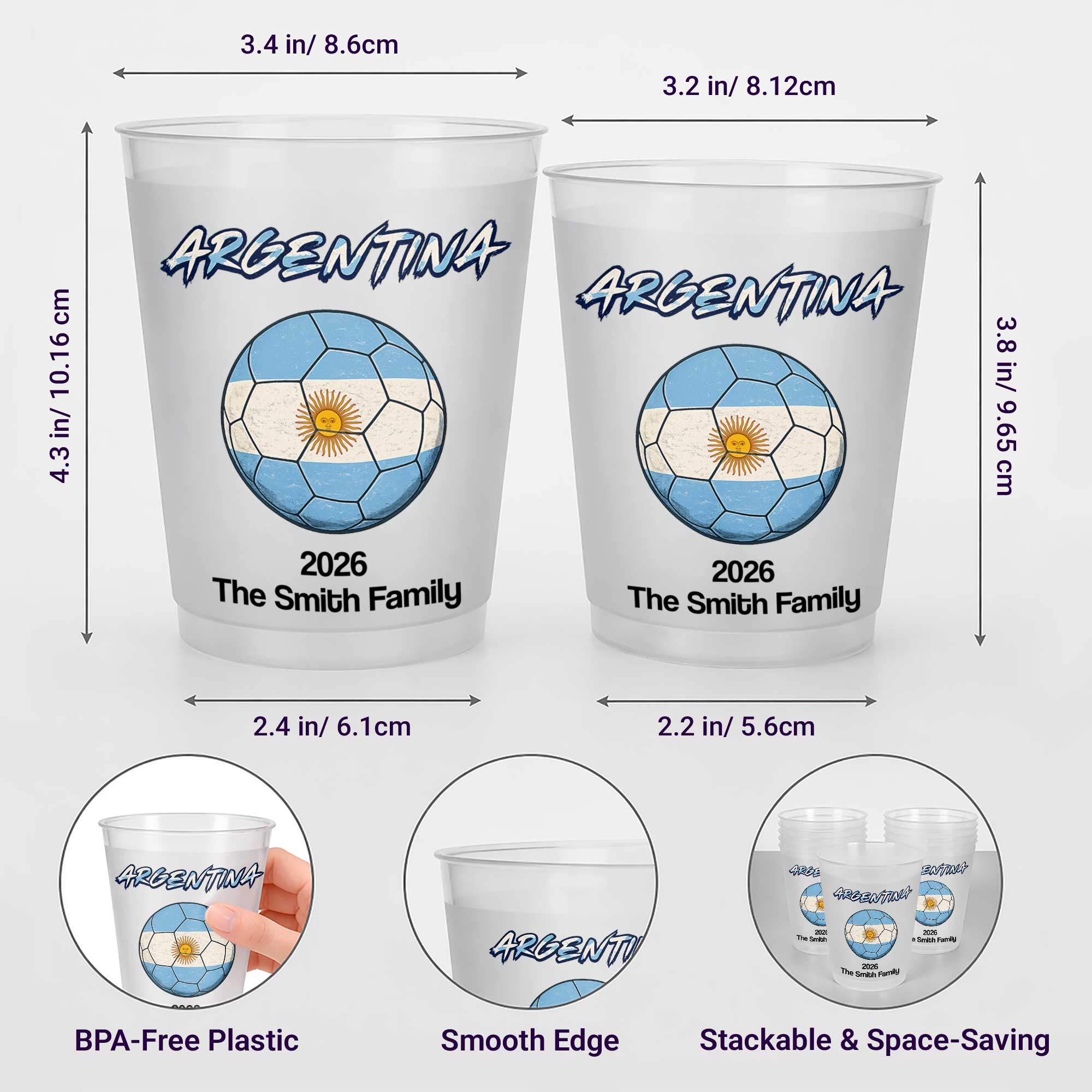Personalized Frosted Soccer Cups Custom Name Gift for Family Frosted Cups GradoCreations