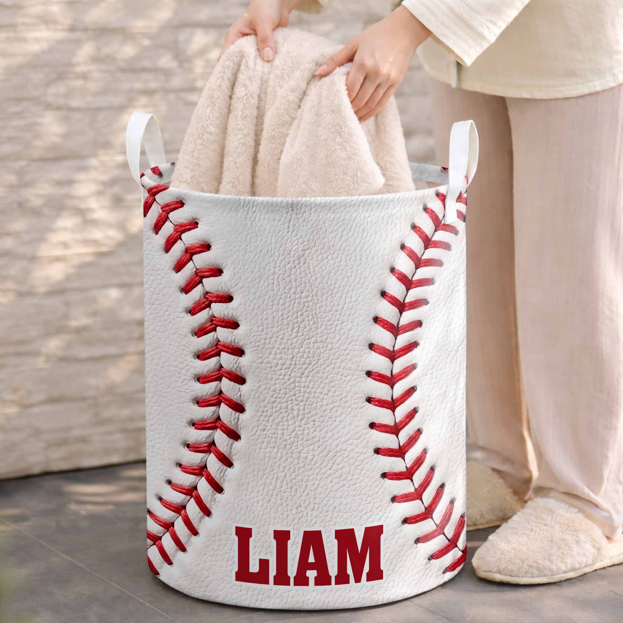 Personalized Fabric Organizer Basket Custom Name Sports Gift Basket GradoCreations